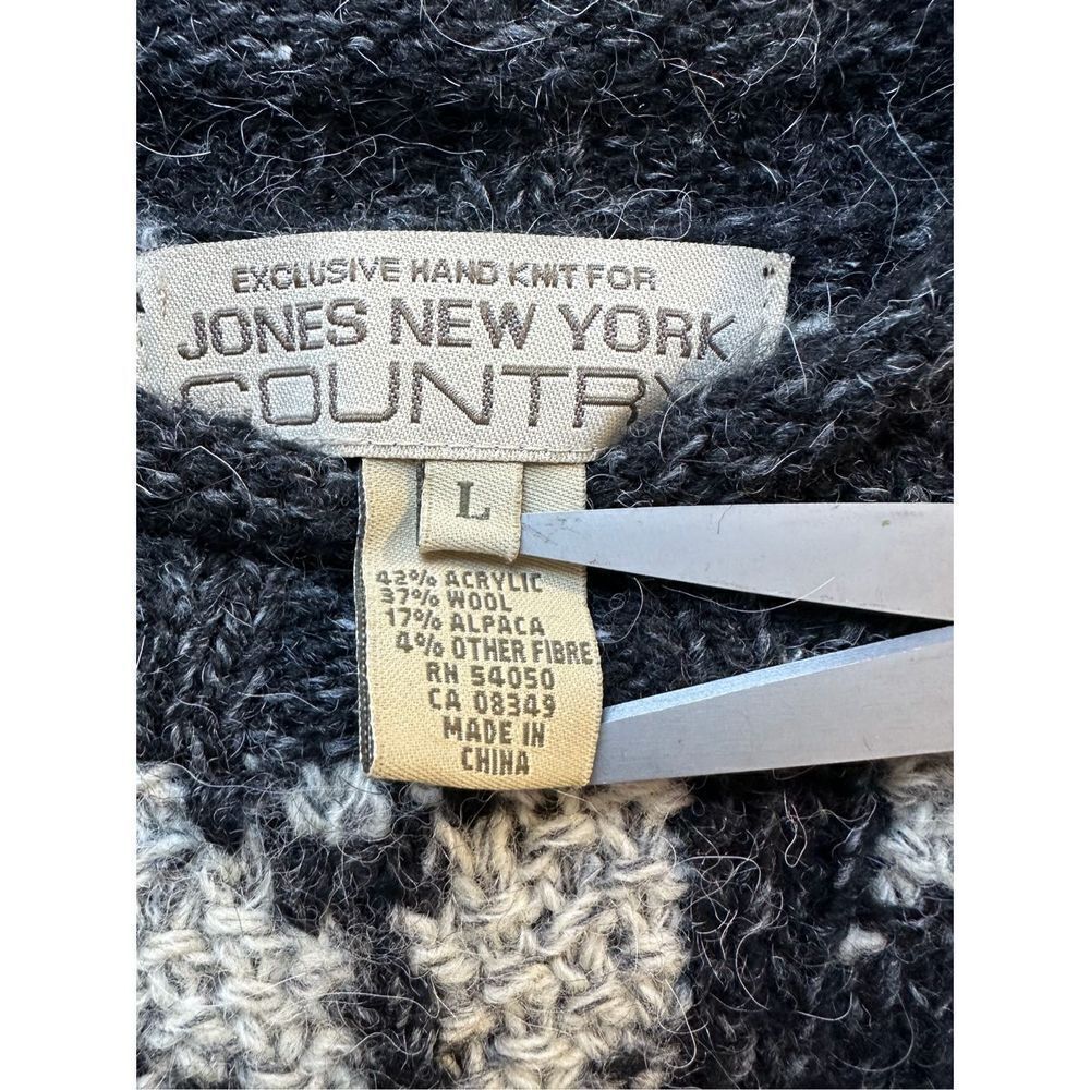 Jones New York Country women’s wool alpaca blend black & gray sweater L #28-0715 - Picture 3 of 3